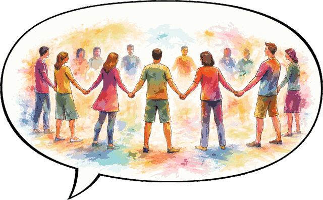 People holding hands together